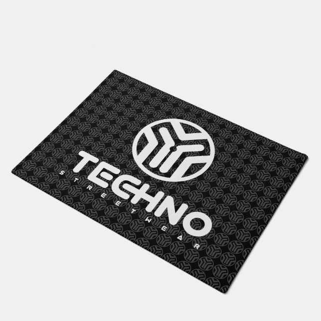 Techno Streetwear - Logo - Tür-Matte Fußmatte (Schrägansicht)