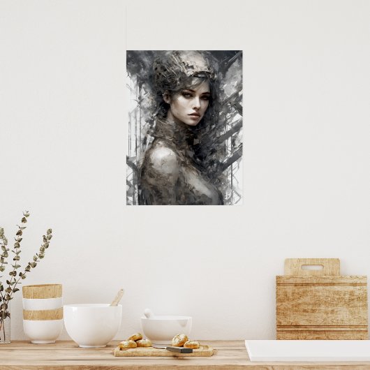 Techno Tracks: Frauenmaschine Poster (Küche)