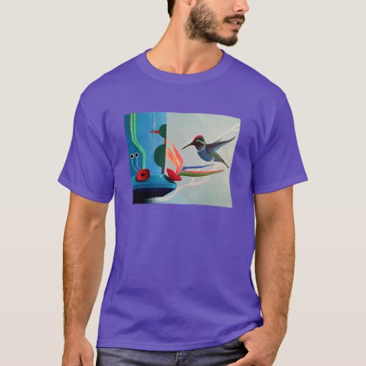 Technobird - Hummingbird and techno juxtaposition T-Shirt (Vorderseite)
