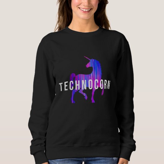 Technocorn Techno Festival Rave Music DJ EDM Bass  Sweatshirt (Vorderseite)