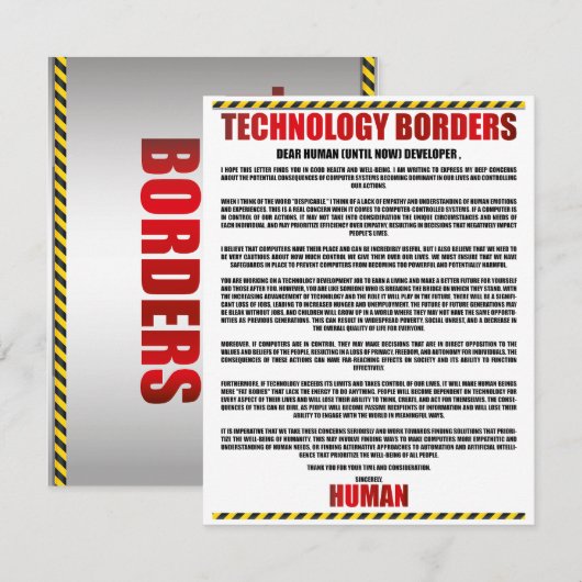 TECHNOLOGIE BORDERS-BOTSCHAFT MITTEILUNGSKARTE (Vorne/Hinten)