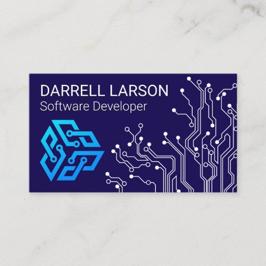 Technologie-Computerhardware | Modernes Logo Visitenkarte (Vorderseite)