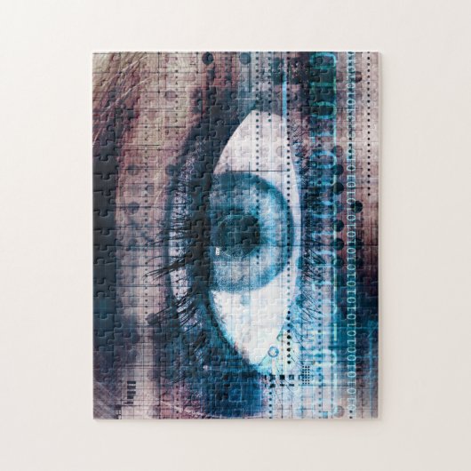 Technologie-Innovation mit elektronischem Auge Puzzle (Vertikal)