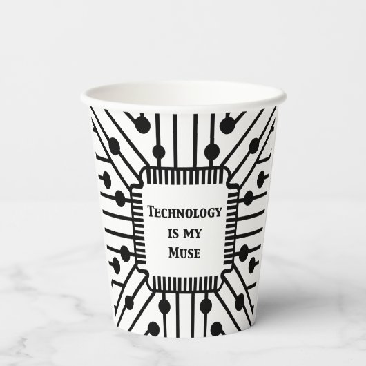 Technologie ist meine Muse Pappbecher (Rückseite)