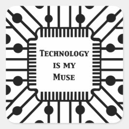Technologie ist meine Muse Quadratischer Aufkleber