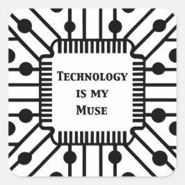 Technologie ist meine Muse Quadratischer Aufkleber