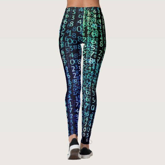 Technologie Matrix Binary Code Aqua Black Leggings (Rückseite)
