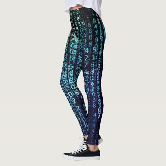 Technologie Matrix Binary Code Aqua Black Leggings (Links)