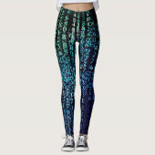 Technologie Matrix Binary Code Aqua Black Leggings (Vorderseite)