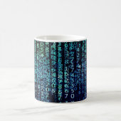 Technologie Matrix Binary Code Blau grün Kaffeetasse (Mittel)