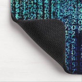 Technologie Matrix Binary Code Blau grün Mousepad (Ecke)