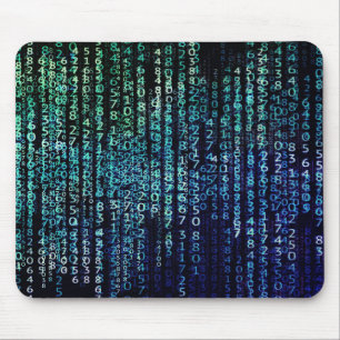 Technologie Matrix Binary Code Blau grün Mousepad