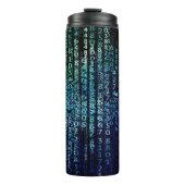 Technologie Matrix Binary Code Blau grün Thermosbecher (Vorderseite)