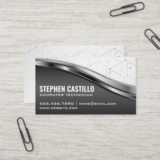 Technologie | Metallic Design Business Card Visitenkarte (Vorderseite/Rückseite Beispiel)