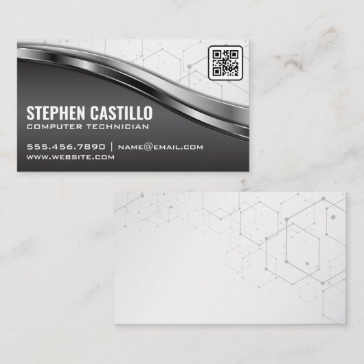 Technologie | Modern | QR-Code Visitenkarte (Vorne/Hinten)