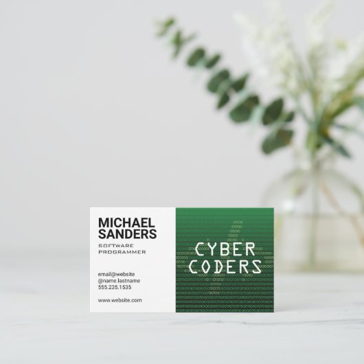 Technologie | Programmierer | Binäre Code Visitenkarte (Stehend Vorderseite)
