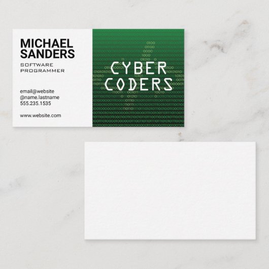 Technologie | Programmierer | Binäre Code Visitenkarte (Vorne/Hinten)