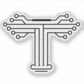 Technologie-Schaltkreis-Buchstabe T-Monogramm Aufkleber (Vorderseite)