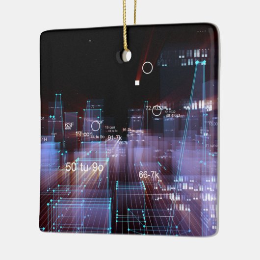 Technologisch-digitale Stadt Keramikornament (Links)