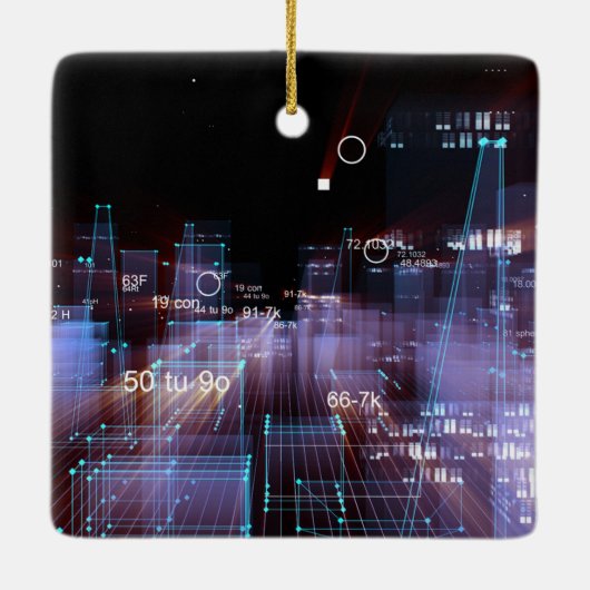 Technologisch-digitale Stadt Keramikornament (Rückseite)