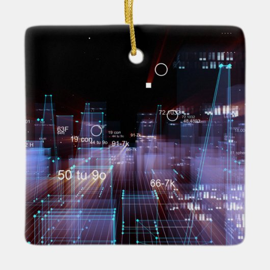 Technologisch-digitale Stadt Keramikornament (Vorderseite)