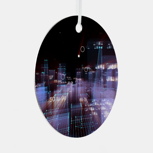 Technologisch-digitale Stadt Ornament Aus Metall (Vorderseite Rechts)
