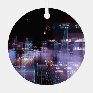 Technologisch-digitale Stadt Ornament Aus Metall