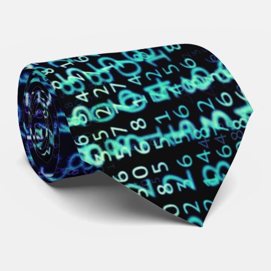 Technology Matrix Binary Code Blue Green Neck Tile Krawatte (Gerollt)