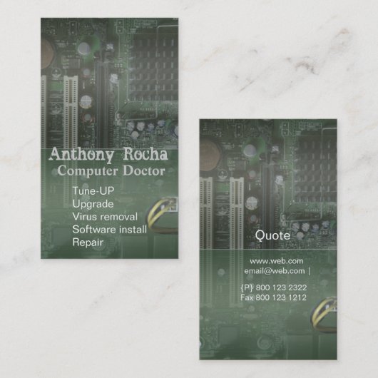 Technology Mother Board Computer Tech Repair Visitenkarte (Vorne/Hinten)