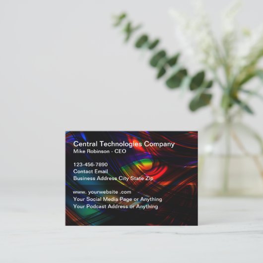 Technology Theme Business Cards Cooles Design Visitenkarte (Stehend Vorderseite)