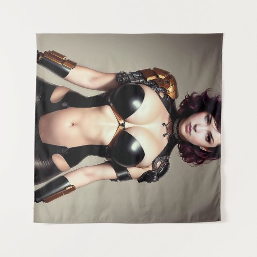 Techpunk Lara Wandteppich (Vorderseite (Horizontal))