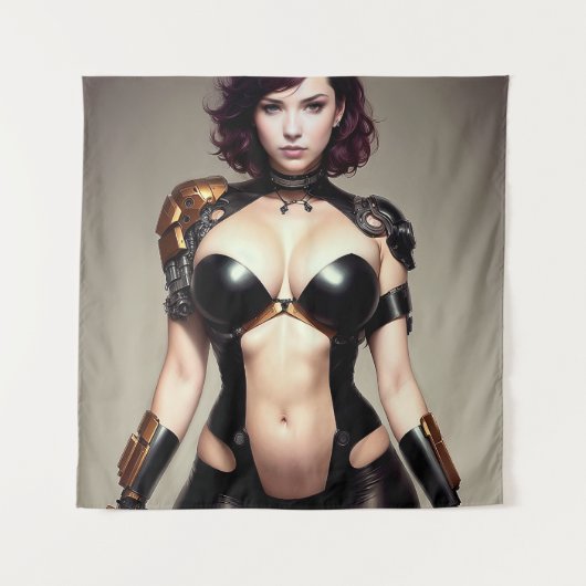 Techpunk Lara Wandteppich (Vorderseite)