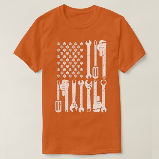 Techs für patriotische Auto von American Flag Mech T-Shirt (Design vorne)