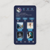Techy IG Hinzufügen von Fotos Fotografie Navy Blue Visitenkarte (Vorderseite)