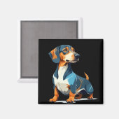 Teckel Vector Art mit lebhaften Farben Magnet (Vorderseite/Rückseite)