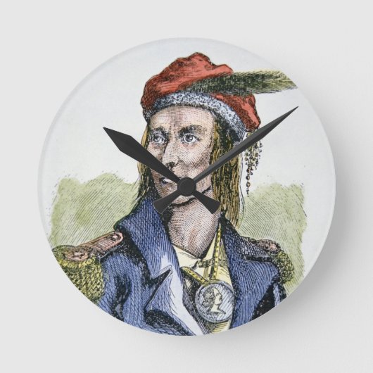 Tecumseh (1768-1813) (farbige Gravur) Runde Wanduhr (Vorderseite)