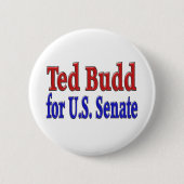 Ted Budd für Senat mit rot-blauem Text Button (Vorderseite)