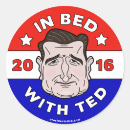 Ted Cruz Aufkleber, im Bett mit Ted 2016 Runder Aufkleber