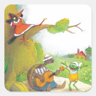 Ted, Ed und Caroll das Picknick 1 Quadratischer Aufkleber