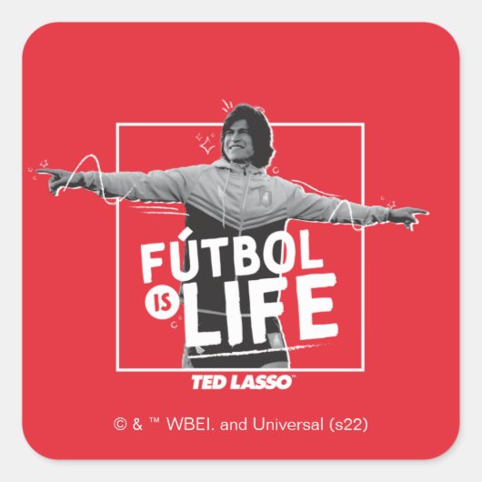 Ted Lasso | Dani Rojas Fútbol is Life Quadratischer Aufkleber (Vorderseite)