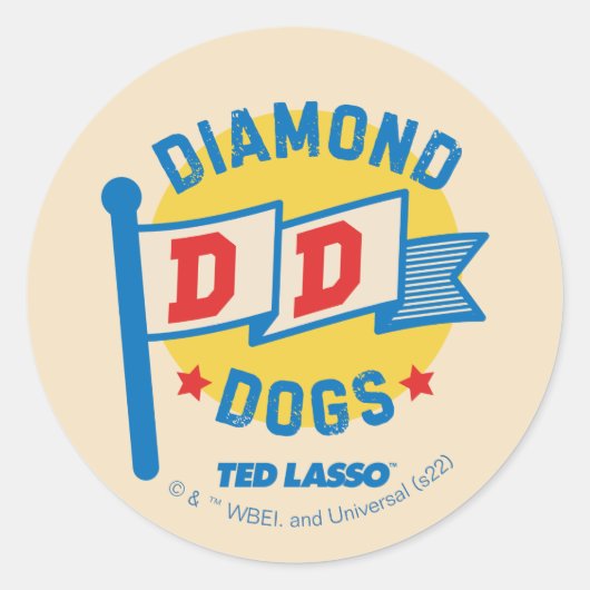 Ted Lasso | Diamond Hogs Pennant Graphic Runder Aufkleber (Vorderseite)