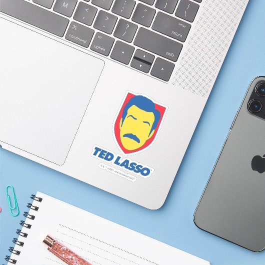 Ted Lasso | Face Icon Aufkleber (Laptop mit iPhone)