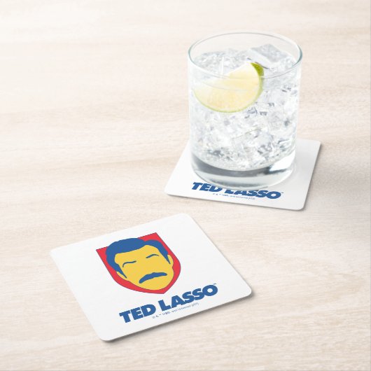 Ted Lasso | Face Icon Rechteckiger Pappuntersetzer (Vor Ort)