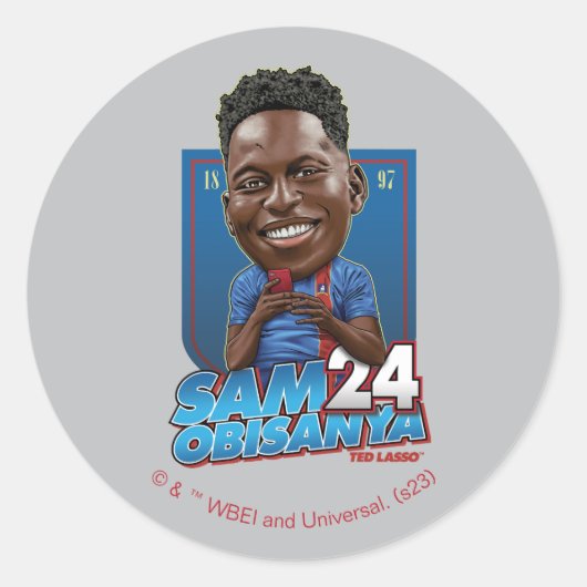Ted Lasso | Sam Obisanya Bobblehead Runder Aufkleber (Vorderseite)