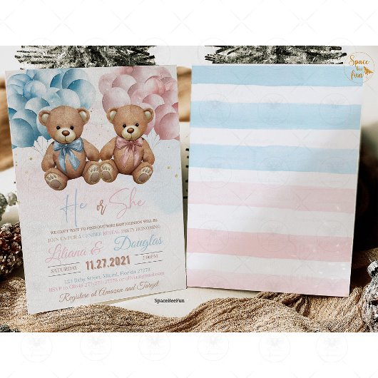 Teddi Bear Baby Shower Einladung oder Geschlecht
