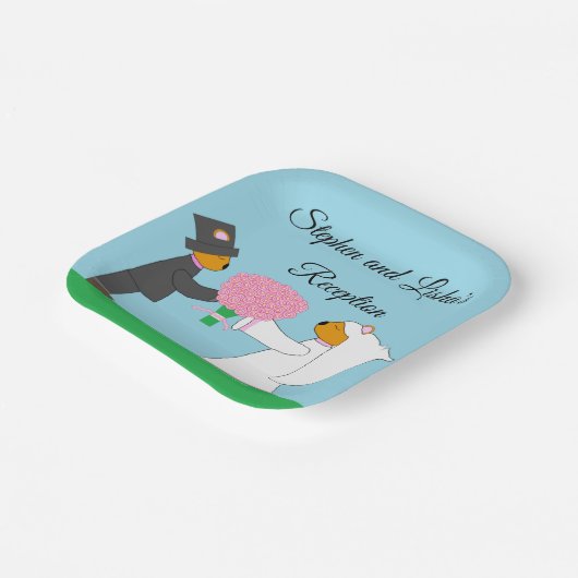 Tedding Bears Erlangung eines Empfangs auf dem Pla Pappteller (Gewinkelt)