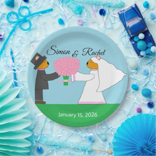 Tedding Bears Erlangung verheirateten Empfang Pappteller (Party)