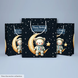 Teddy Astronaut Geschenktasche für Junge Geburtsta Mittlere Geschenktüte