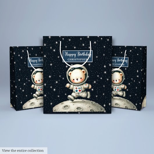 Teddy Astronaut Gift Bag für Little Boy Party Mittlere Geschenktüte