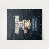 Teddy Astronaut Hintergrund für Little Boy's Party Wandteppich (Vorderseite (Horizontal))